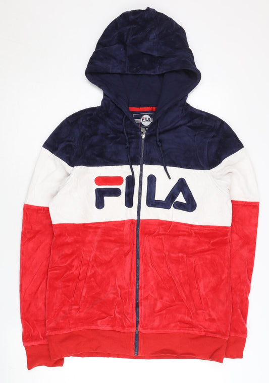 Fila Women’s Blue Red White Full Zip Hoodie M Regular Fit Logo Sportswear