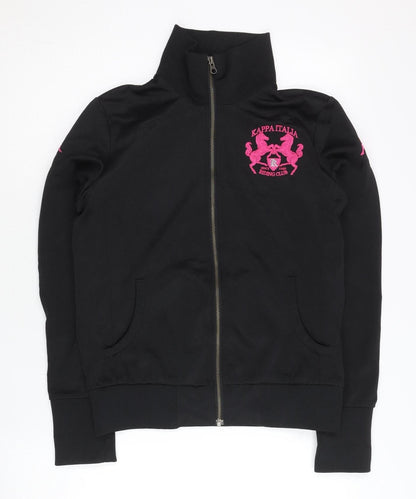 Kappa Womens Black Track Jacket Full Zip Size 10 Logo Sportswear