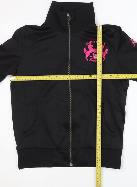Kappa Womens Black Track Jacket Full Zip Size 10 Logo Sportswear