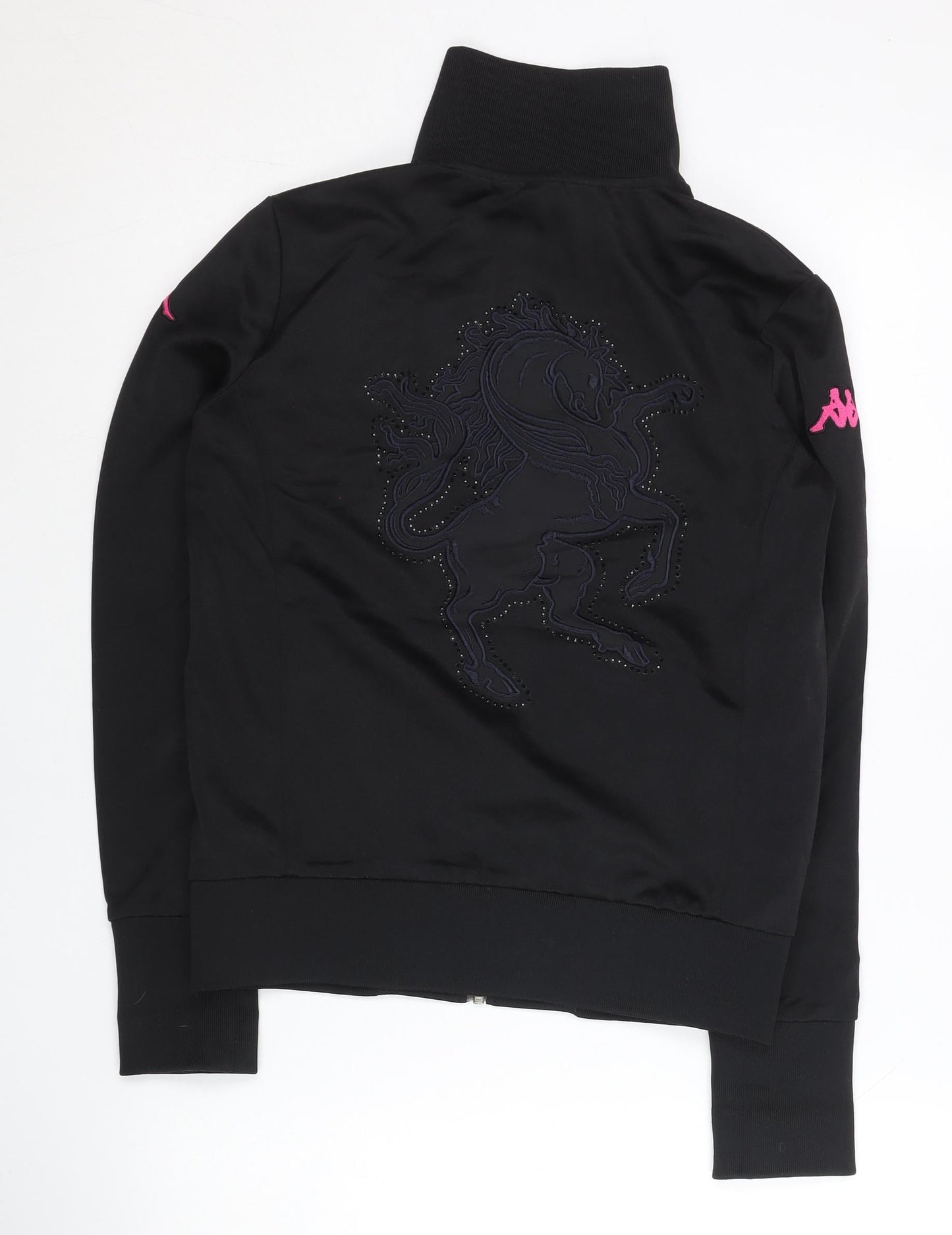 Kappa Womens Black Track Jacket Full Zip Size 10 Logo Sportswear