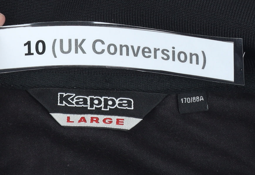 Kappa Womens Black Track Jacket Full Zip Size 10 Logo Sportswear