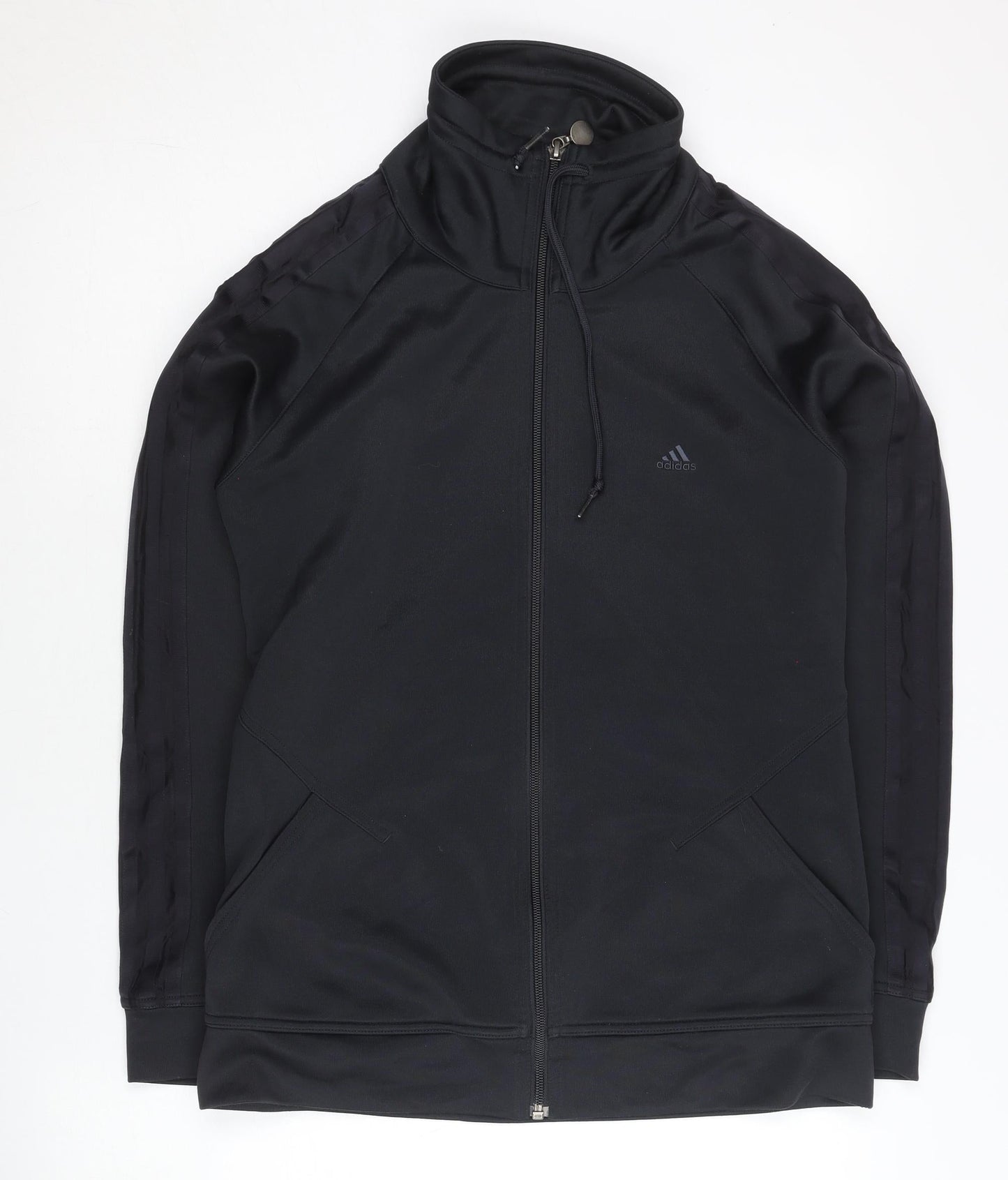 Adidas Womens Black Size 12 Track Jacket Full Zip Lightweight