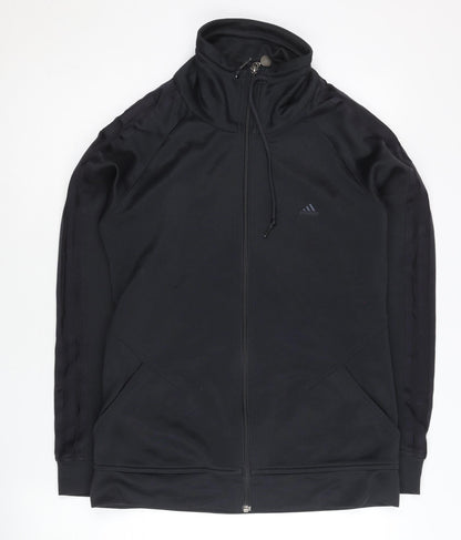 Adidas Womens Black Size 12 Track Jacket Full Zip Lightweight