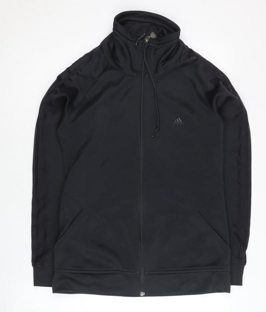 Adidas Womens Black Size 12 Track Jacket Full Zip Lightweight