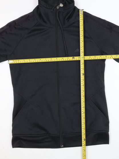 Adidas Womens Black Size 12 Track Jacket Full Zip Lightweight