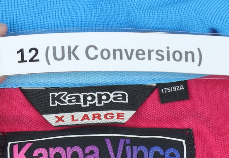 Kappa Womens Red Blue Green Track Jacket Size 12 Retro Full Zip