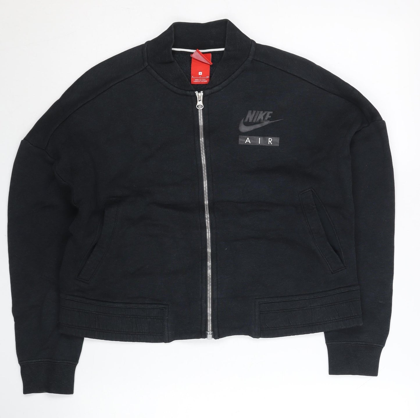 Nike Womens Black Small Varsity Jacket Full Zip Cotton Blend