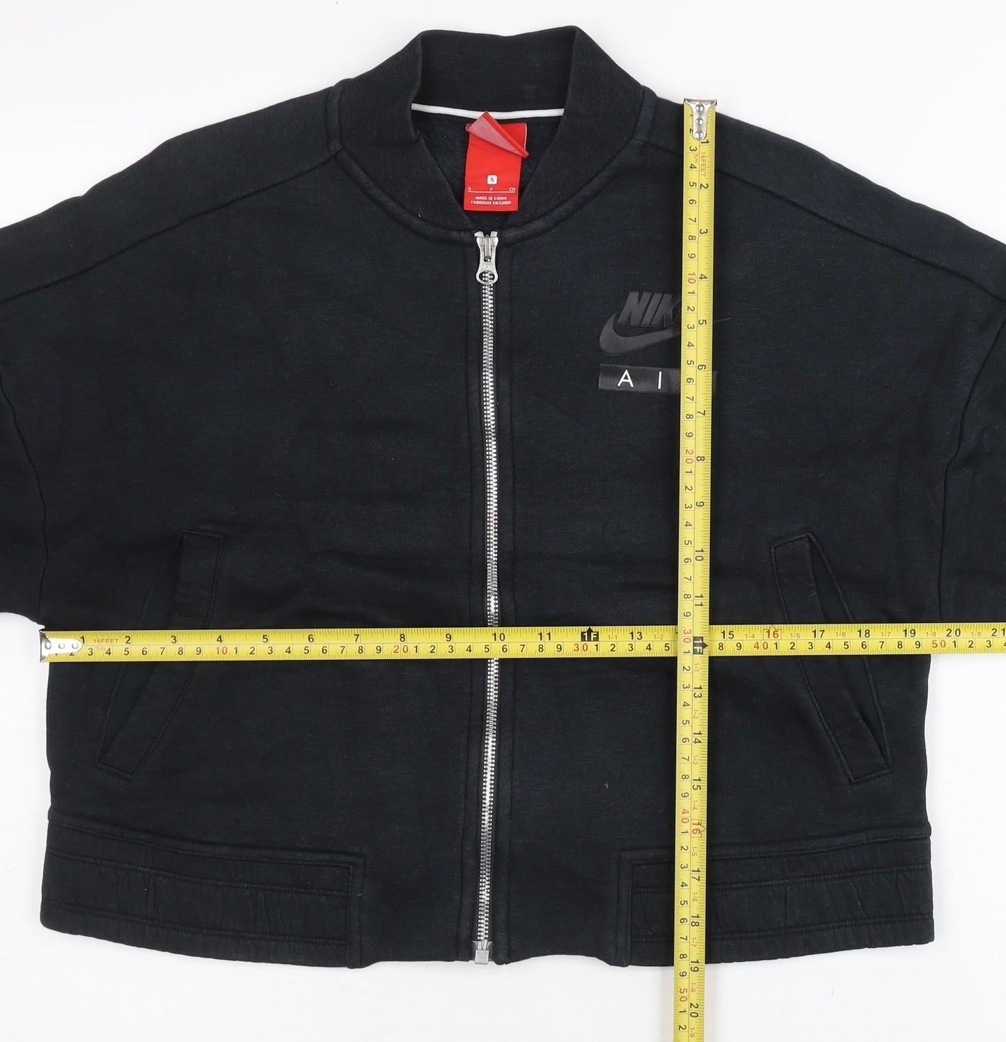 Nike Womens Black Small Varsity Jacket Full Zip Cotton Blend