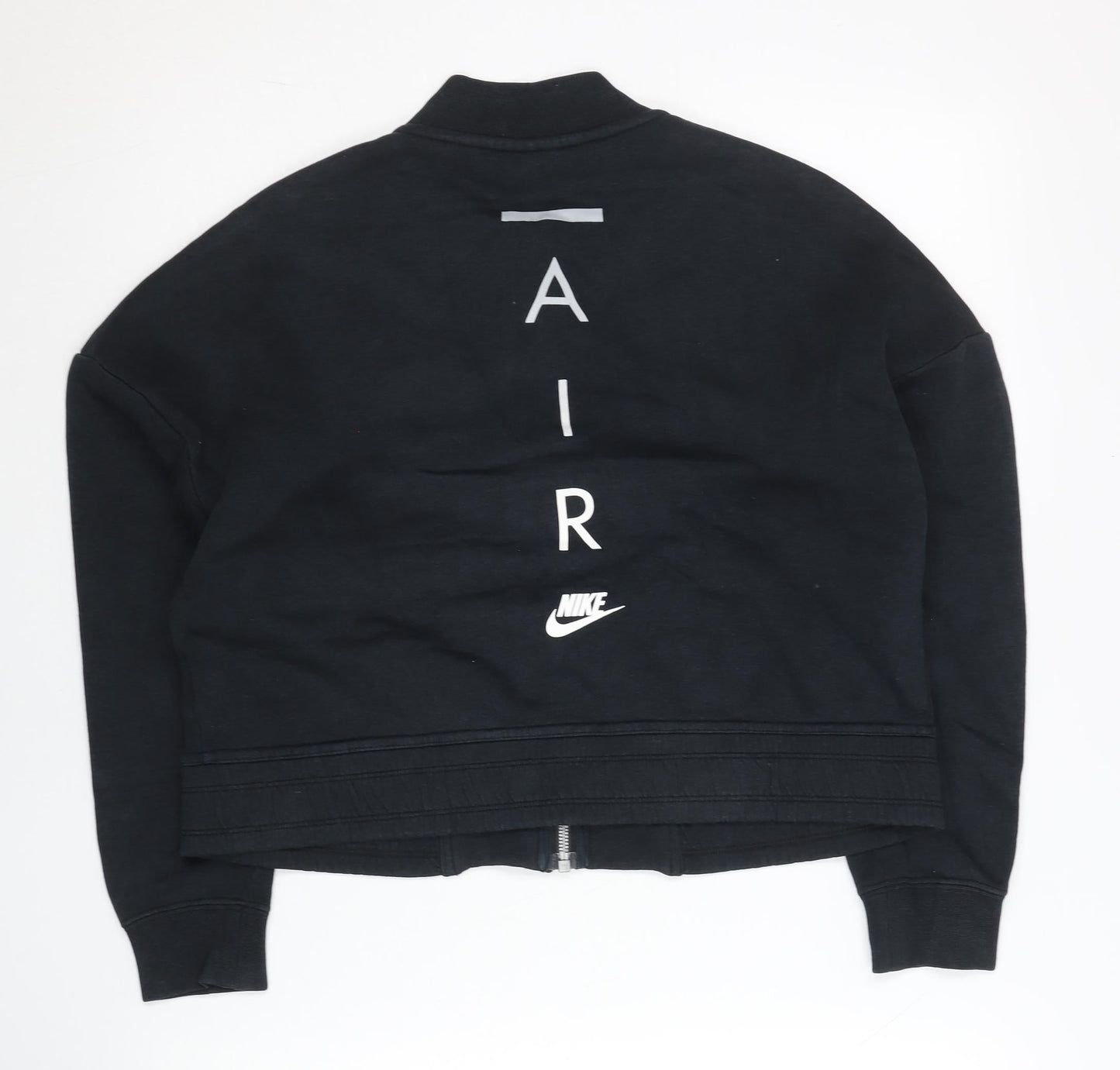 Nike Womens Black Small Varsity Jacket Full Zip Cotton Blend