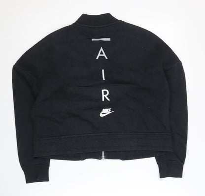 Nike Womens Black Small Varsity Jacket Full Zip Cotton Blend