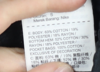 Nike Womens Black Small Varsity Jacket Full Zip Cotton Blend