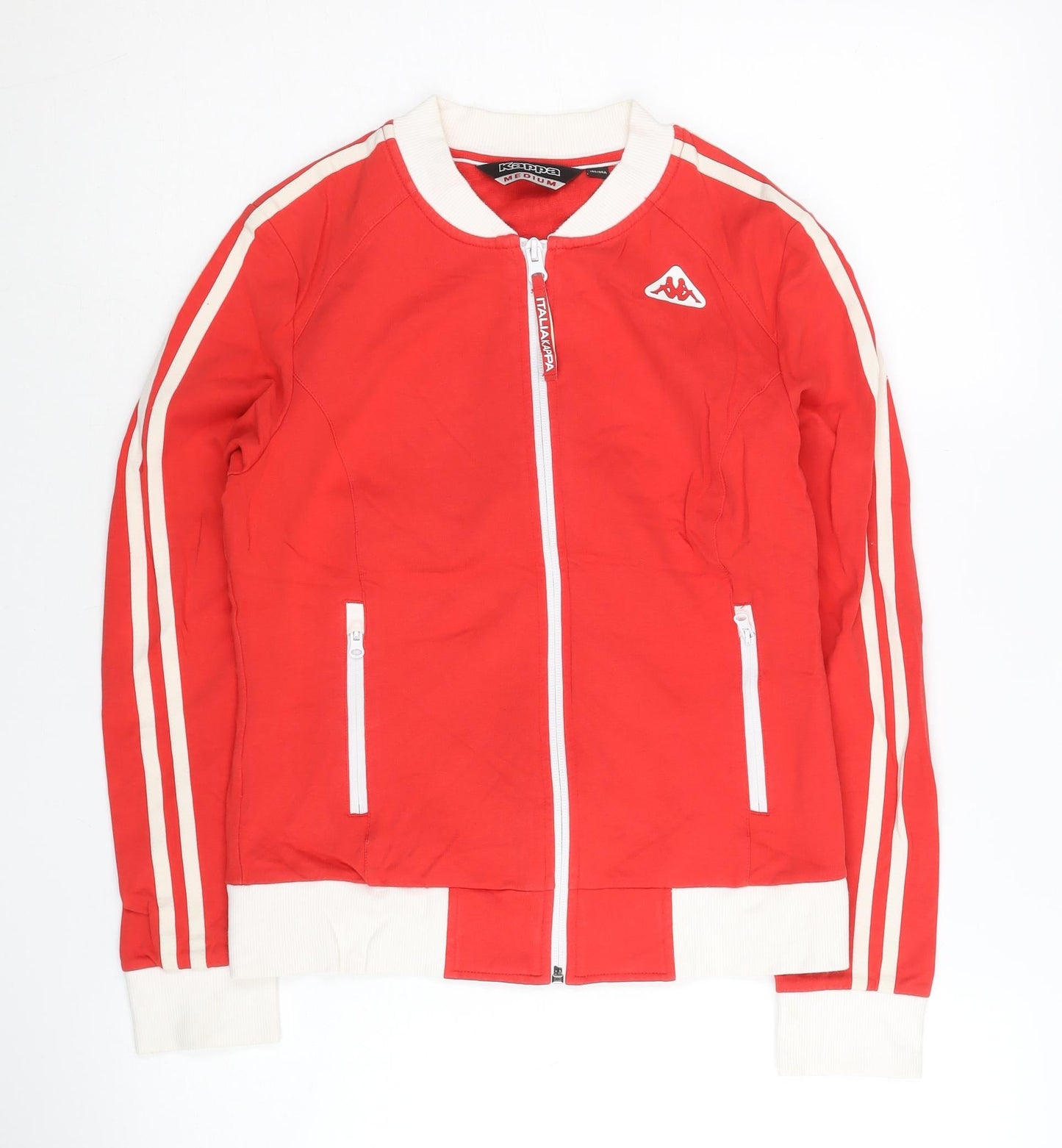 Kappa Womens Red Track Jacket Size 8 Full Zip Slim Fit Sportswear