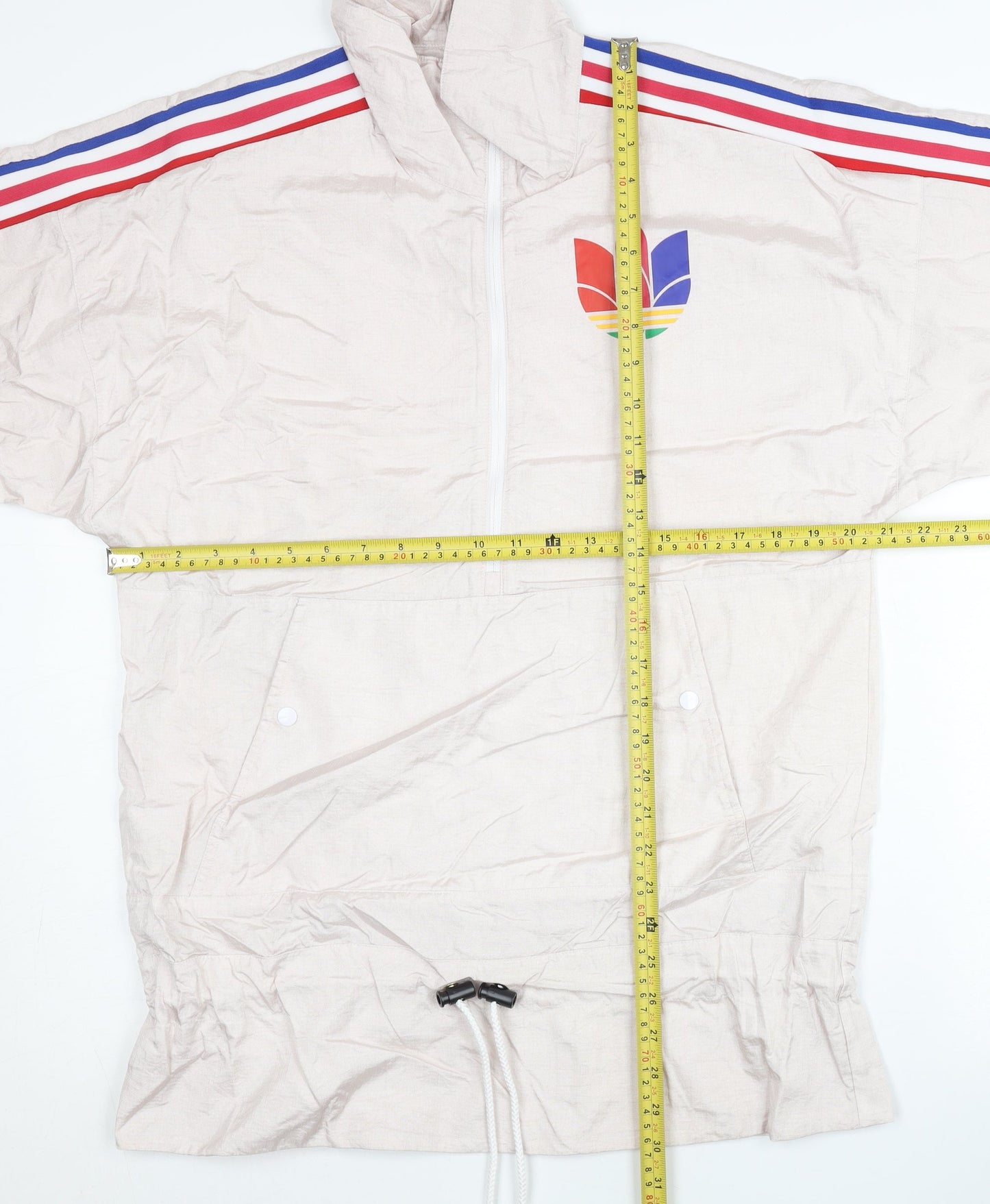 Adidas Women's Beige Windbreaker Jacket Size 8 Lightweight Nylon