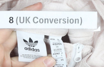 Adidas Women's Beige Windbreaker Jacket Size 8 Lightweight Nylon