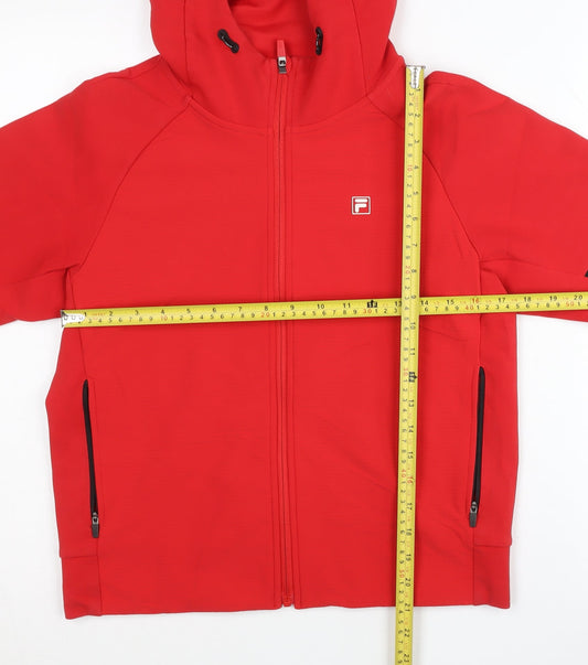 Fila Womens Red Full Zip Hoodie Size 8 UK Sports Sweatshirt