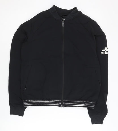Adidas Womens Black Track Jacket Size 8 Full Zip Lightweight Sportswear