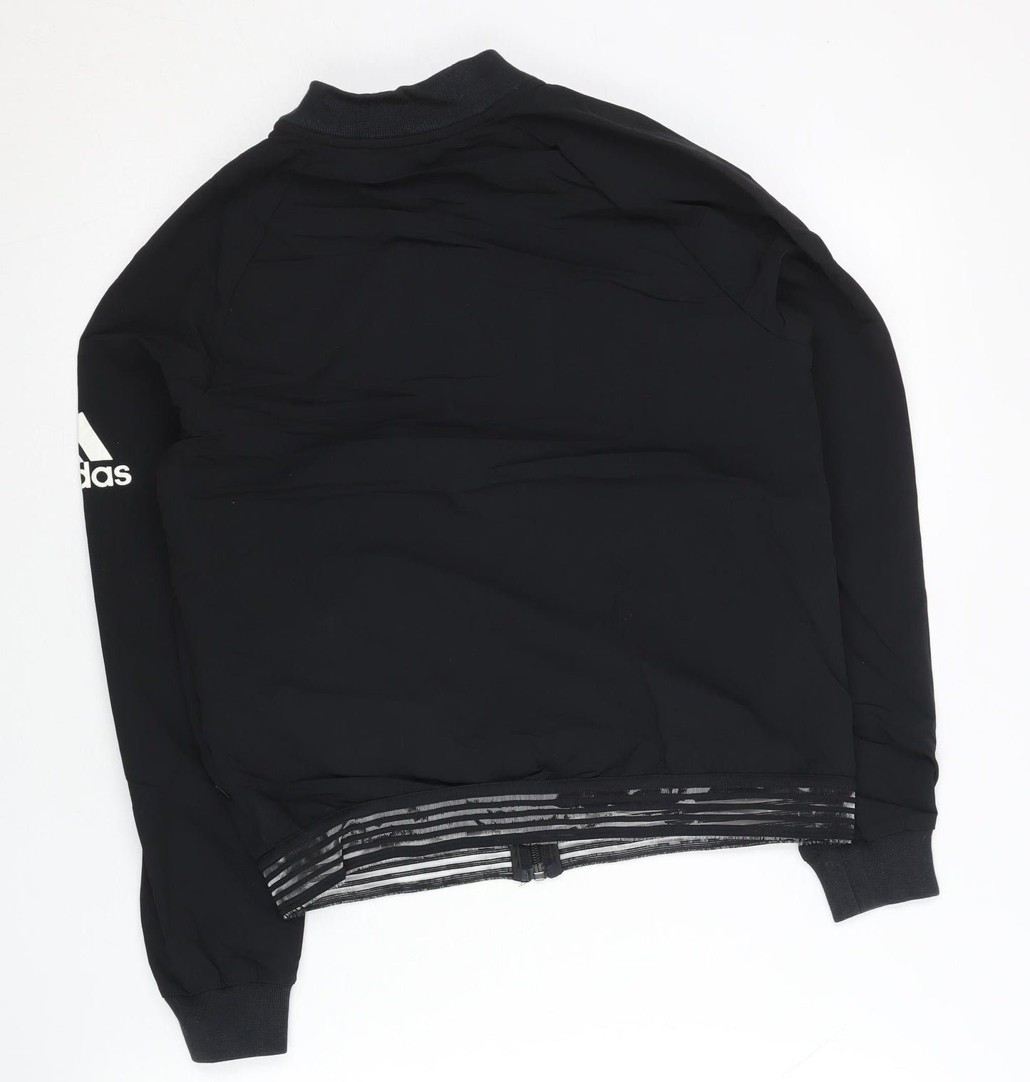 Adidas Womens Black Track Jacket Size 8 Full Zip Lightweight Sportswear