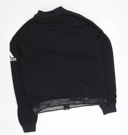 Adidas Womens Black Track Jacket Size 8 Full Zip Lightweight Sportswear