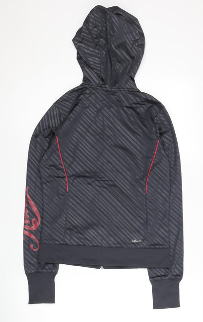 Adidas Womens Black Size 8 Full Zip Hoodie Sweatshirt Polyester