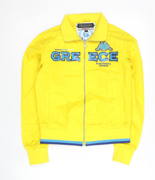 Kappa Women’s Yellow Track Jacket Size UK 6 Greece Logo Full Zip