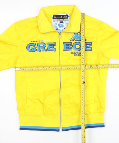 Kappa Women’s Yellow Track Jacket Size UK 6 Greece Logo Full Zip