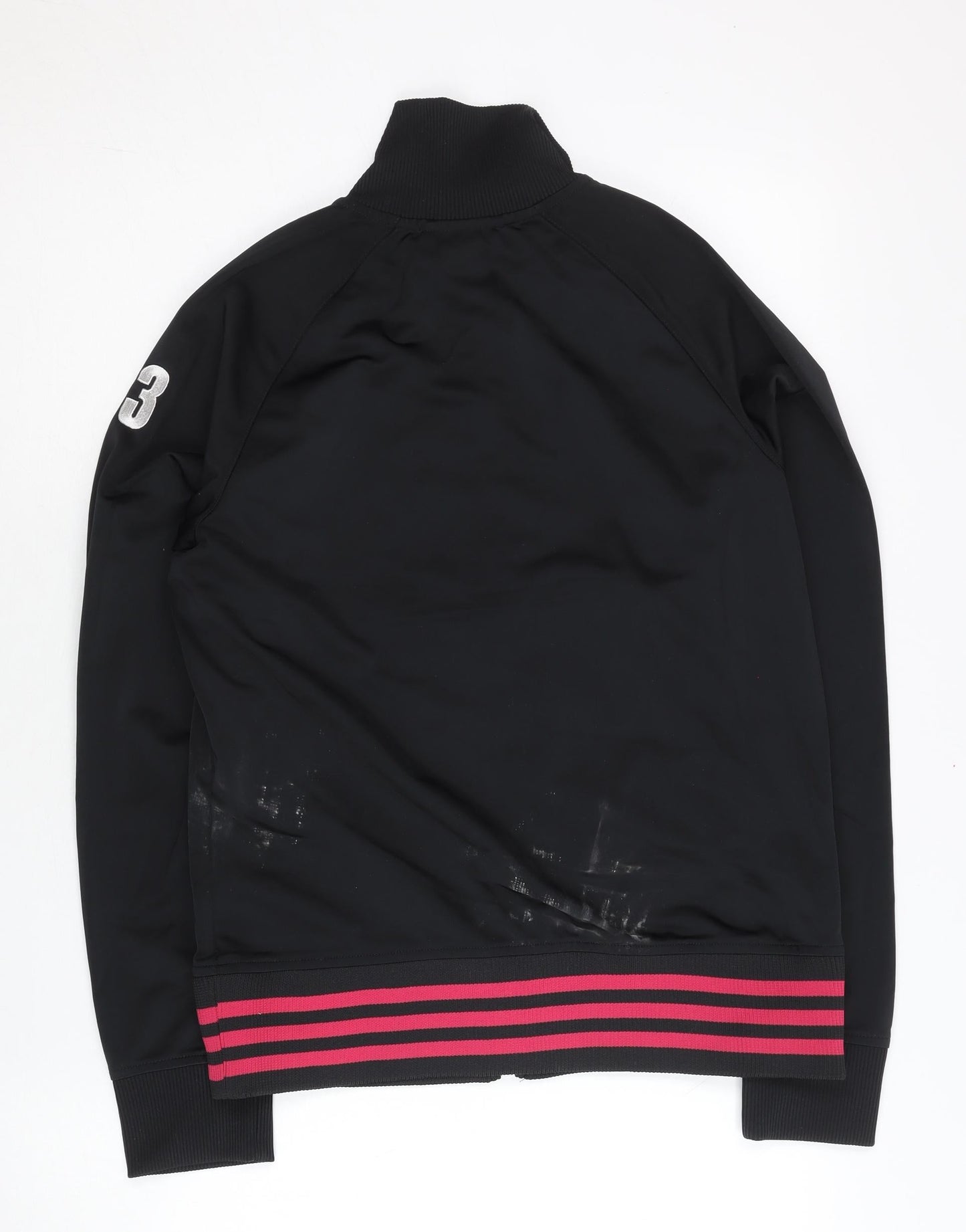 Adidas Womens Black Size 12 Track Jacket Full Zip Sports Top