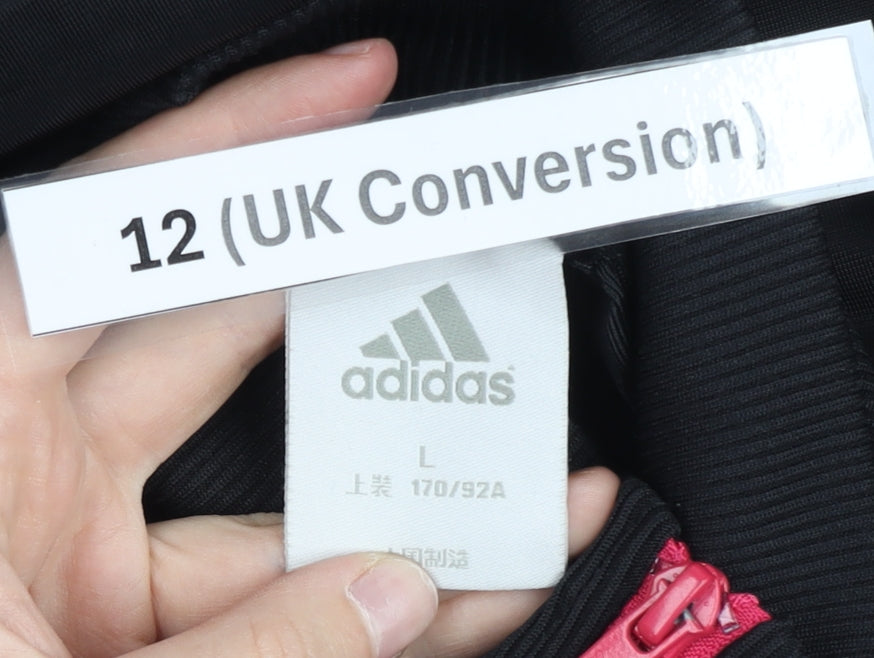 Adidas Womens Black Size 12 Track Jacket Full Zip Sports Top
