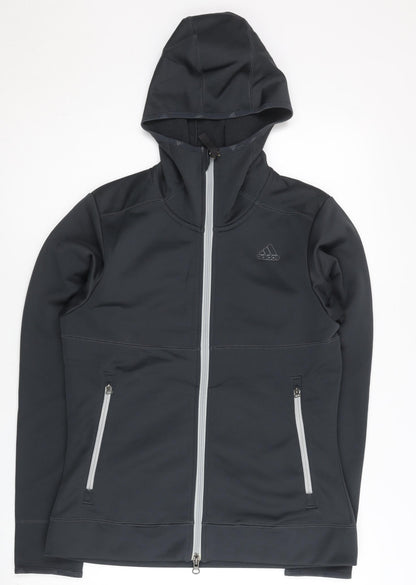 Adidas Womens Black Full Zip Hoodie Jacket Size 12 UK Clima365