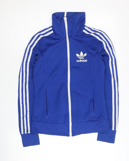 Adidas Women’s Blue Track Jacket Size 8 Full Zip Cotton Blend