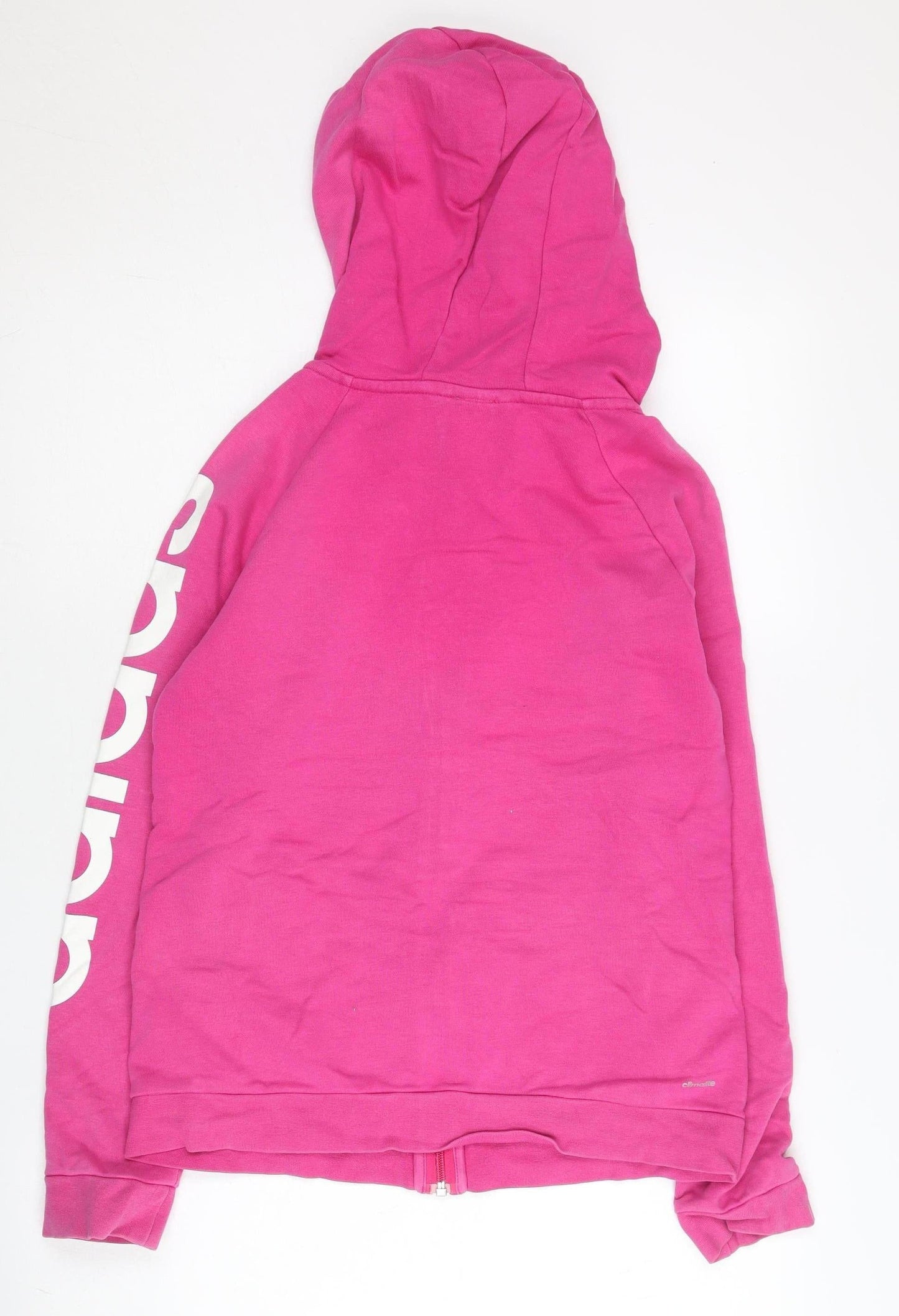 Adidas Womens Pink Full Zip Hoodie Size 12 Cotton Blend Sportswear