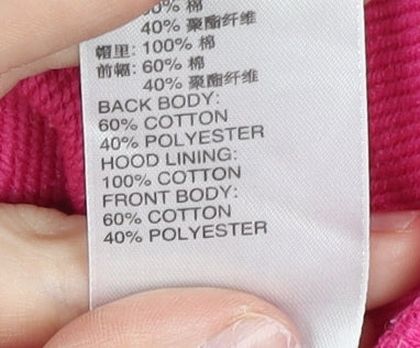 Adidas Womens Pink Full Zip Hoodie Size 12 Cotton Blend Sportswear