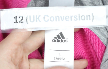 Adidas Womens Pink Full Zip Hoodie Size 12 Cotton Blend Sportswear
