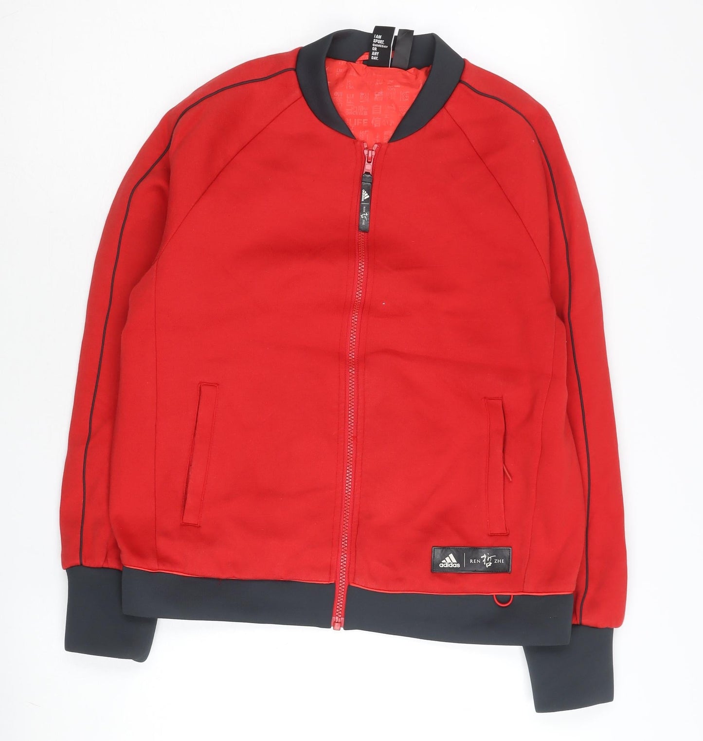 Adidas Womens Red Track Jacket UK 10 Full Zip Sportswear