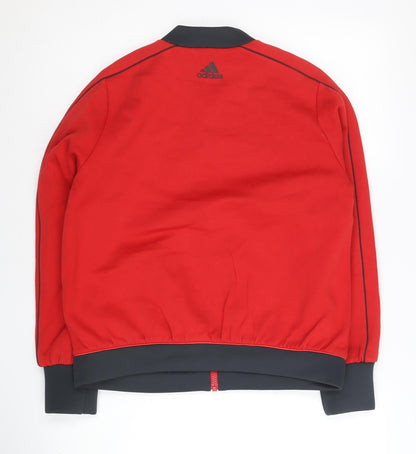 Adidas Womens Red Track Jacket UK 10 Full Zip Sportswear