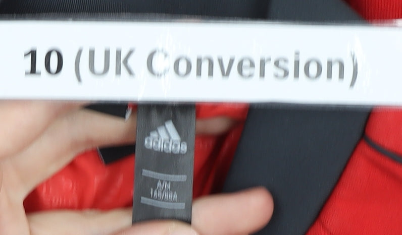 Adidas Womens Red Track Jacket UK 10 Full Zip Sportswear