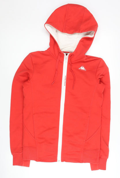 Kappa Womens Red Full Zip Hoodie Size 8 UK Cotton Blend