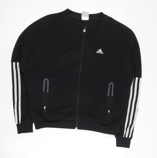 Adidas Women Black Size 10 Track Jacket Full Zip Sportswear