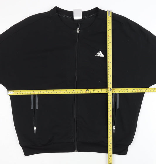 Adidas Women Black Size 10 Track Jacket Full Zip Sportswear