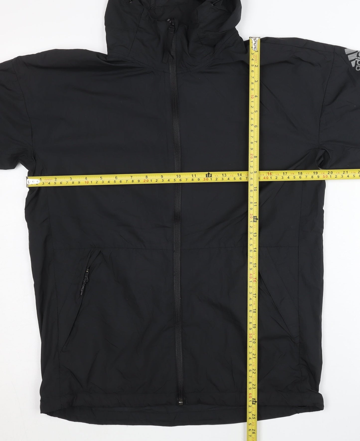 Adidas Women Black Size 12 Windbreaker Jacket Hooded Sports