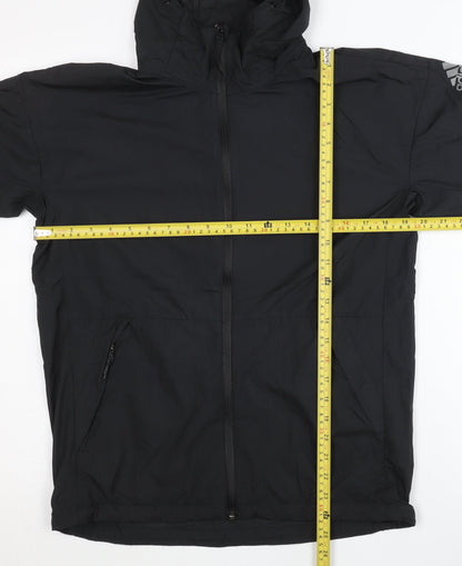Adidas Women Black Size 12 Windbreaker Jacket Hooded Sports