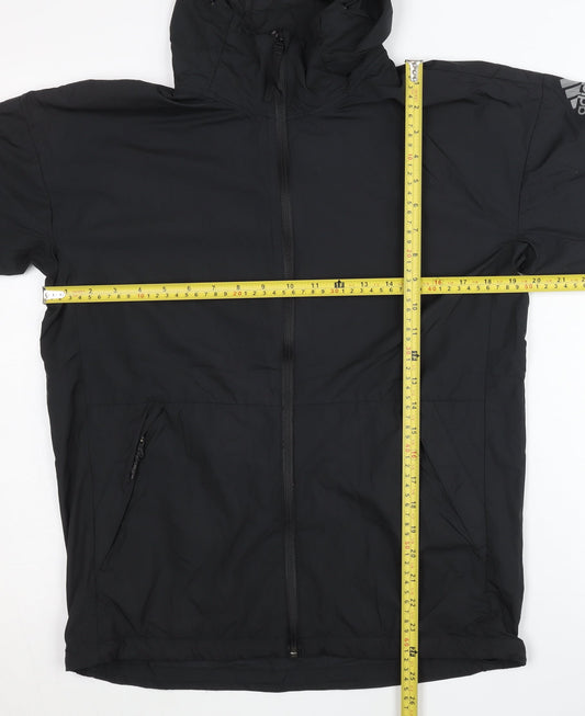 Adidas Women Black Size 12 Windbreaker Jacket Hooded Sports