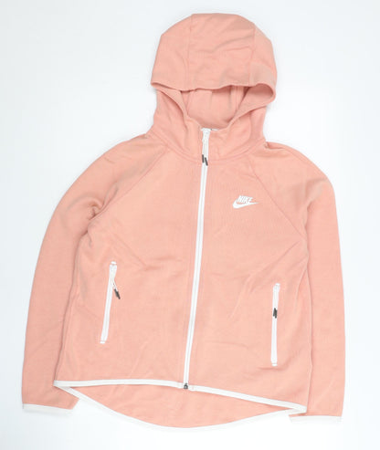 Nike Women’s Pink Full Zip Hoodie Jacket M Cotton Blend Sportswear
