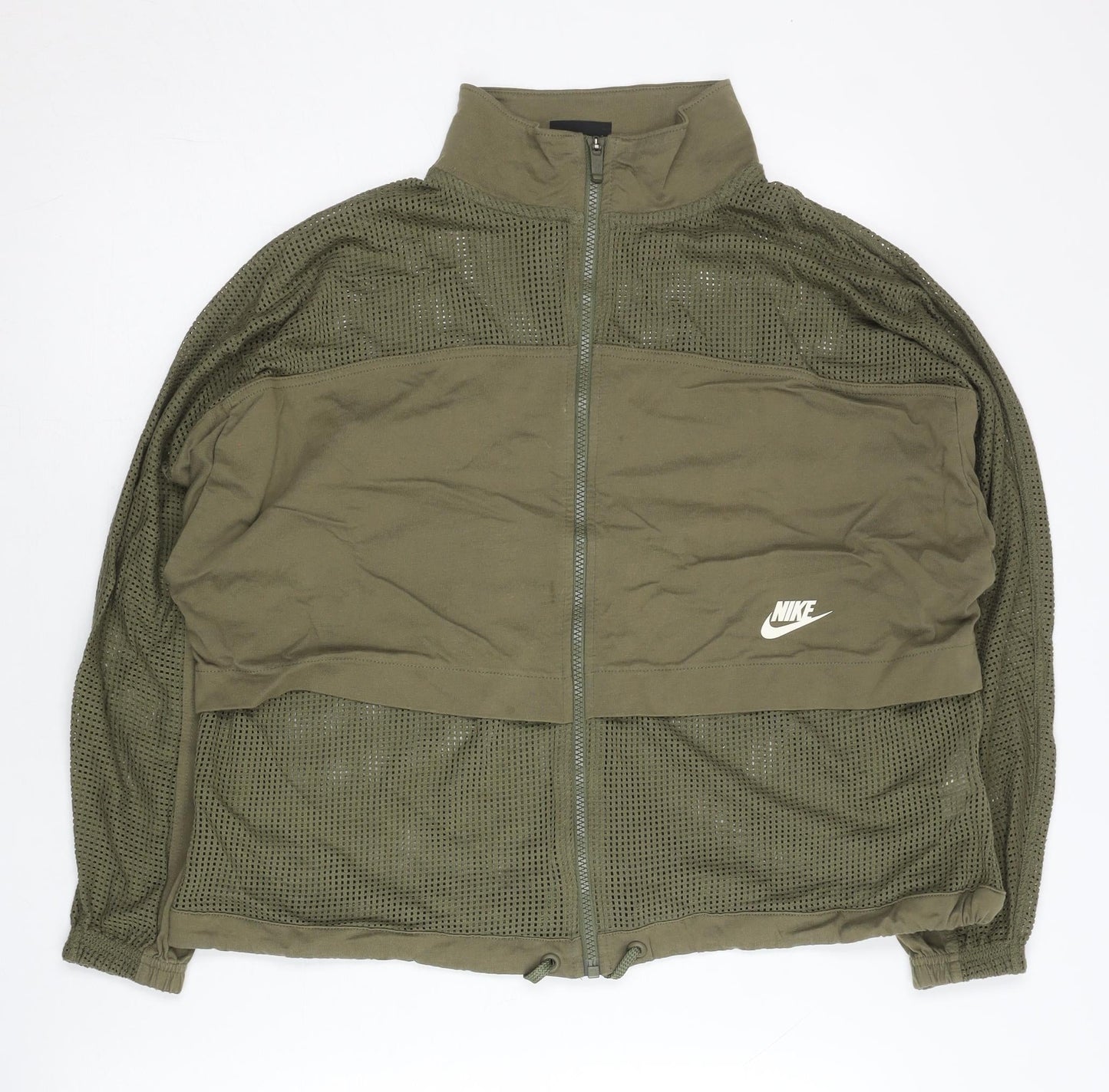 Nike Womens Green Track Jacket M Mesh Lightweight Full Zip