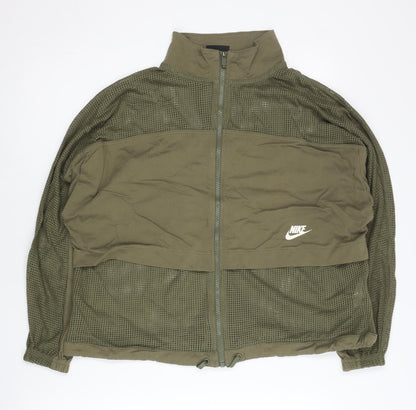 Nike Womens Green Track Jacket M Mesh Lightweight Full Zip
