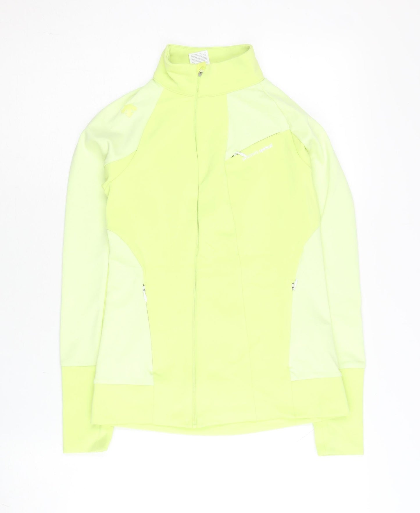 Descente Women’s Yellow Track Jacket Size 6 Slim Fit Full Zip