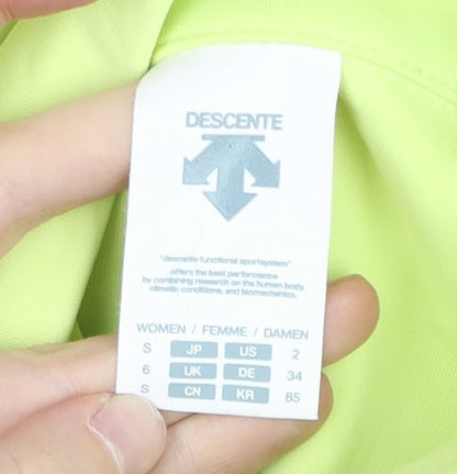 Descente Women’s Yellow Track Jacket Size 6 Slim Fit Full Zip