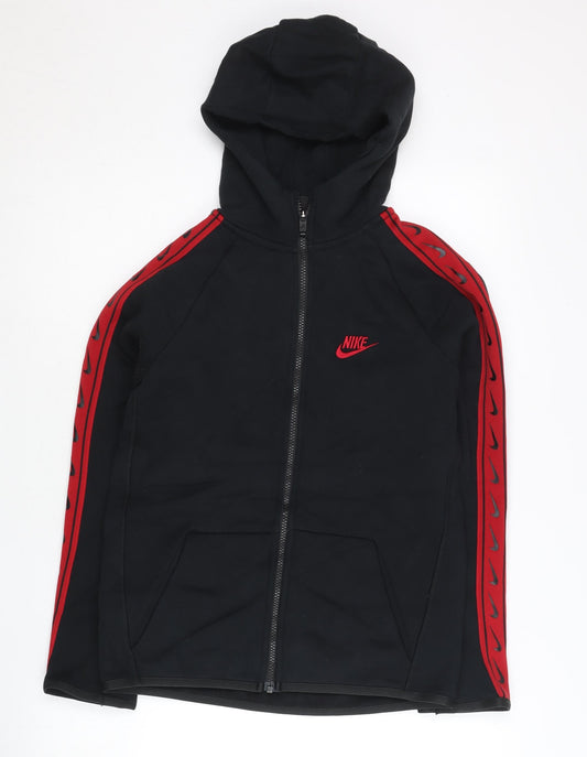 Nike Women Black Full Zip Hoodie L Sportswear Logo Jacket