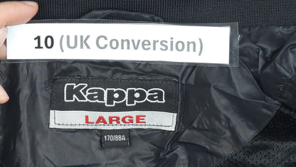 Kappa Womens Black Windbreaker Jacket Size 10 Hooded Lightweight