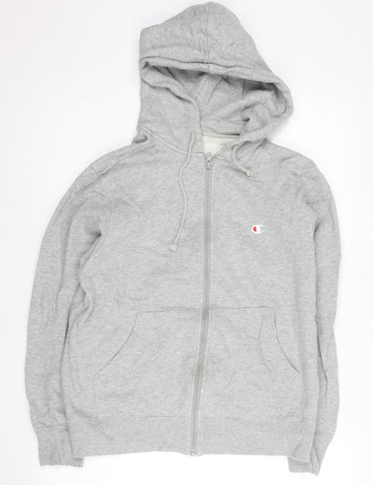 Champion Women’s Grey Full Zip Hoodie Sweatshirt Medium Cotton Blend