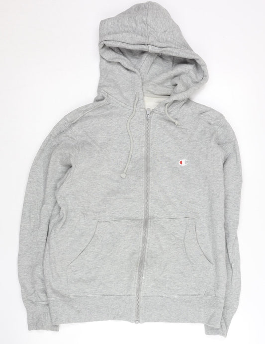 Champion Women’s Grey Full Zip Hoodie Sweatshirt Medium Cotton Blend